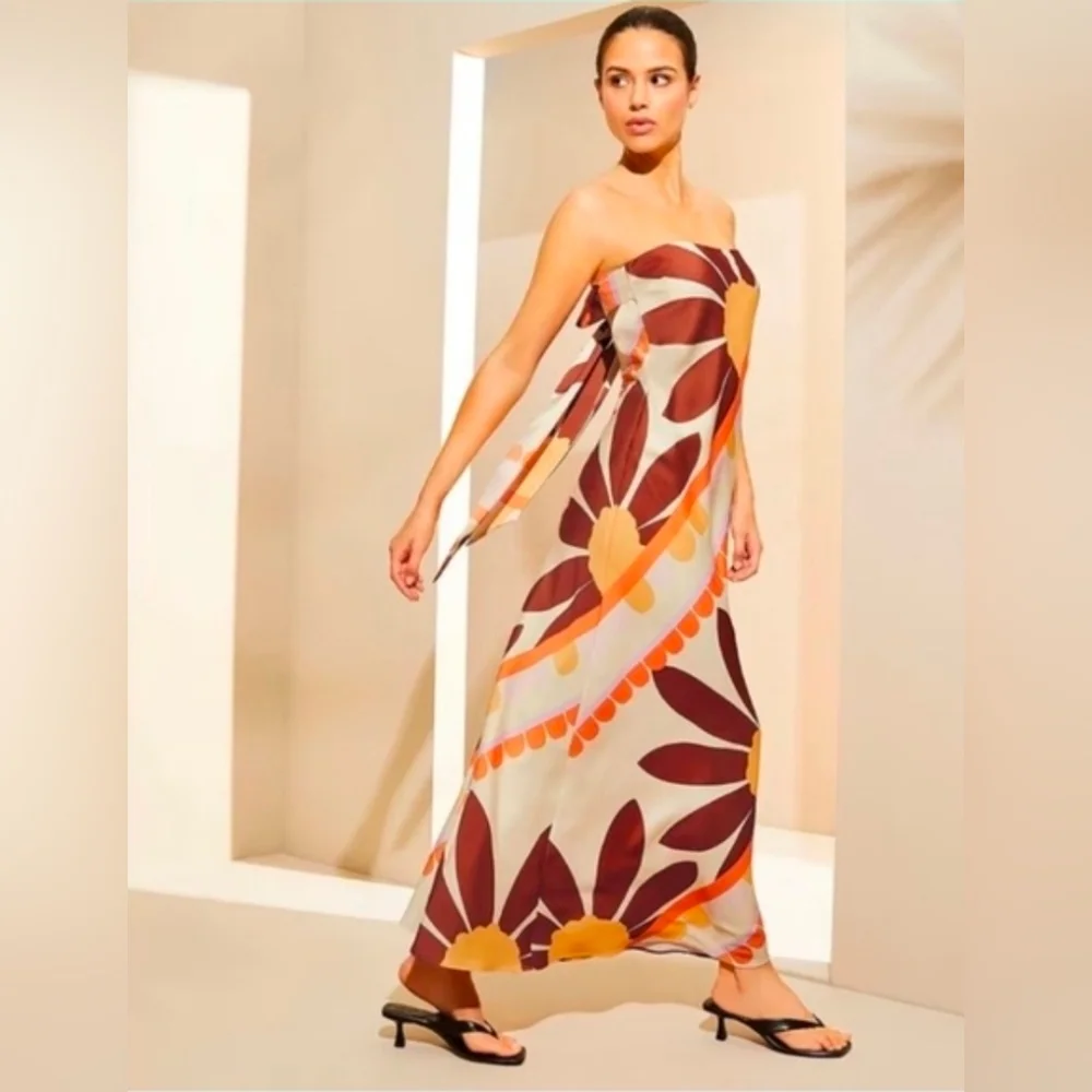 NWT Gianni Bini Sunburst Francesca Strapless Print Dress SZ 14 MSRP $229 - Picture 1 of 5
